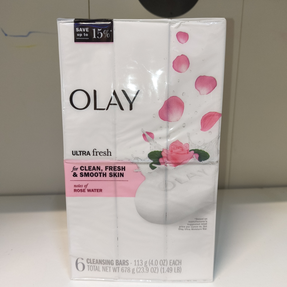 OLAY Ultra Fresh Rose Water Cleansing Bars  6 Bars 4 oz each